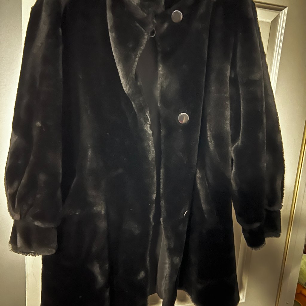 Coat - Black Faux Fur